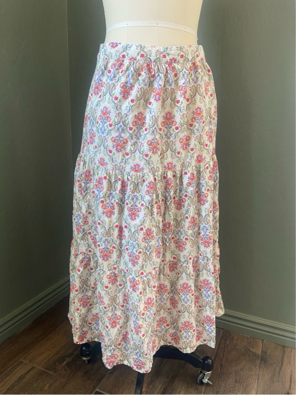 Cynthia Rowley White Maxi Skirt with Pink Floral Print